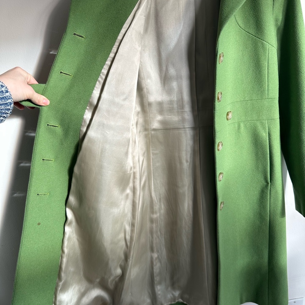 Vintage J. Crew Green 100% Wool Coat 2005 Women’s Size 4 - Picture 7 of 9